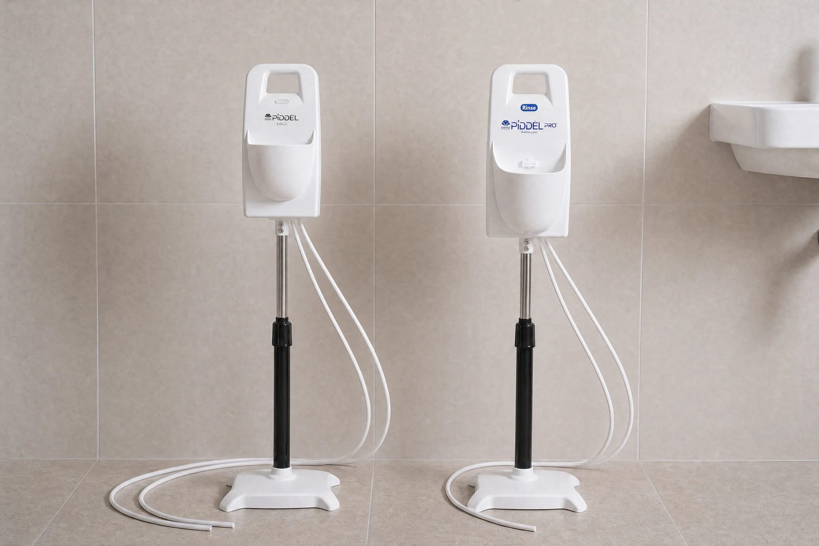 Kwino Ecolux_Household Duo_Soul Pro PIDDÈL Household Duo: Soul and Pro home urinals side by side